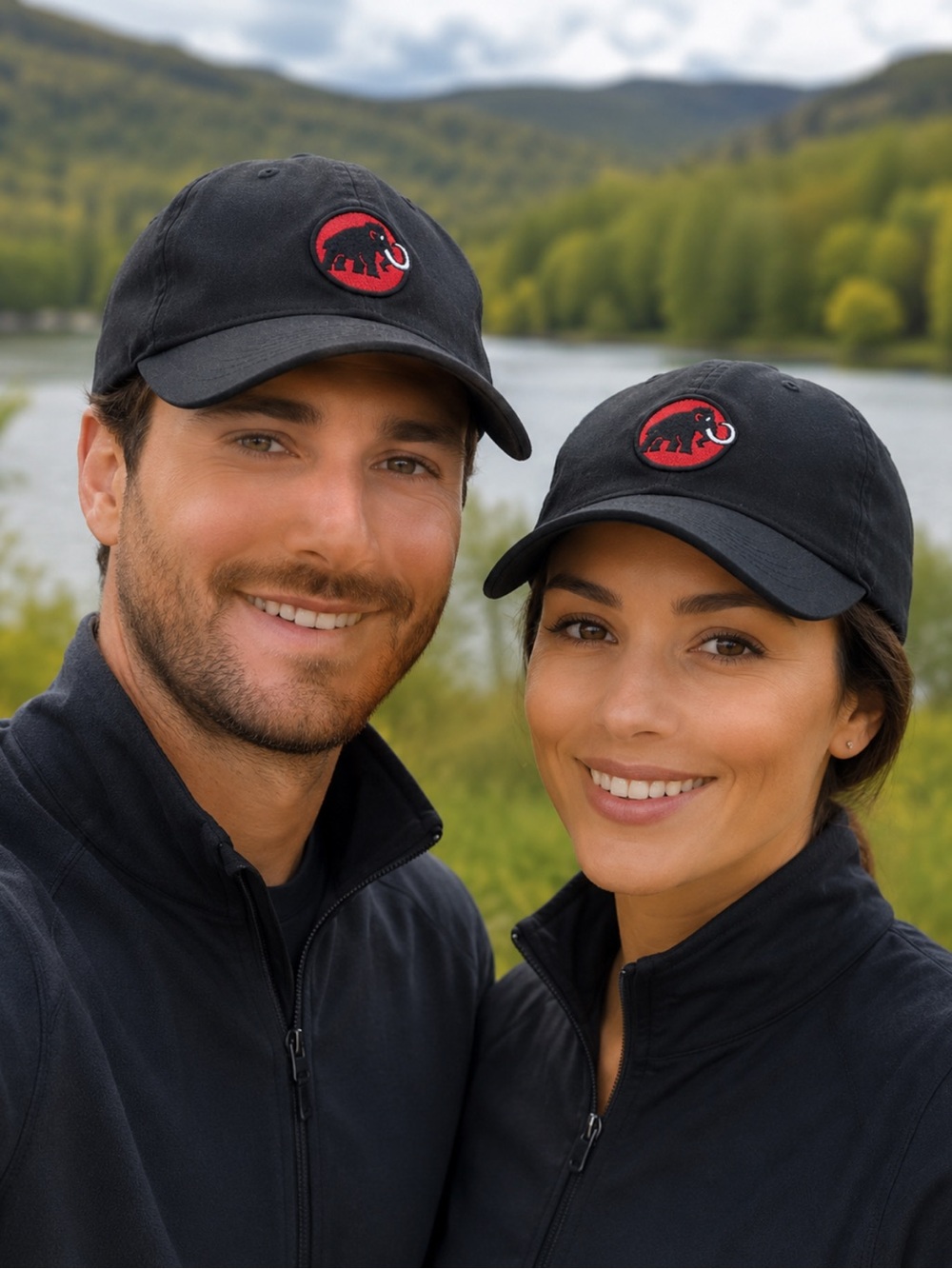 Mammut Hat Flexfit Stretch Baseball Cap Black Red Mammoth Logo L-XL Unisex